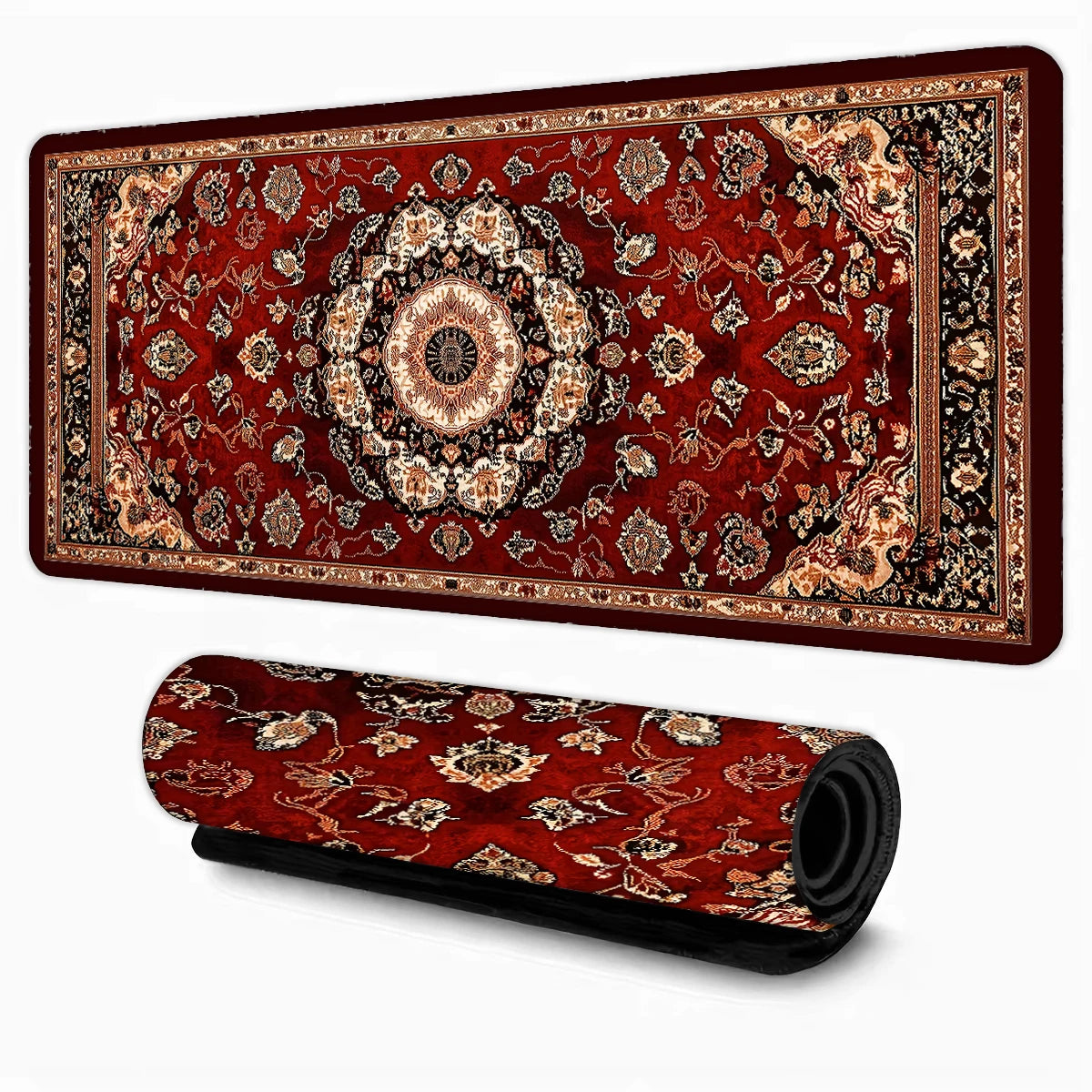 Tapis de Souris Gaming Vintage Motif Persan – Bords Cousus, Base Antidérapante, Multi-Tailles (Mairuige)