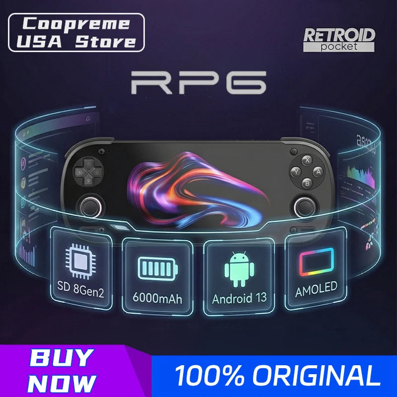 Retroid Pocket 6 (RP6) - Console de Jeu Portable Android, Écran AMOLED 5,5" 120Hz