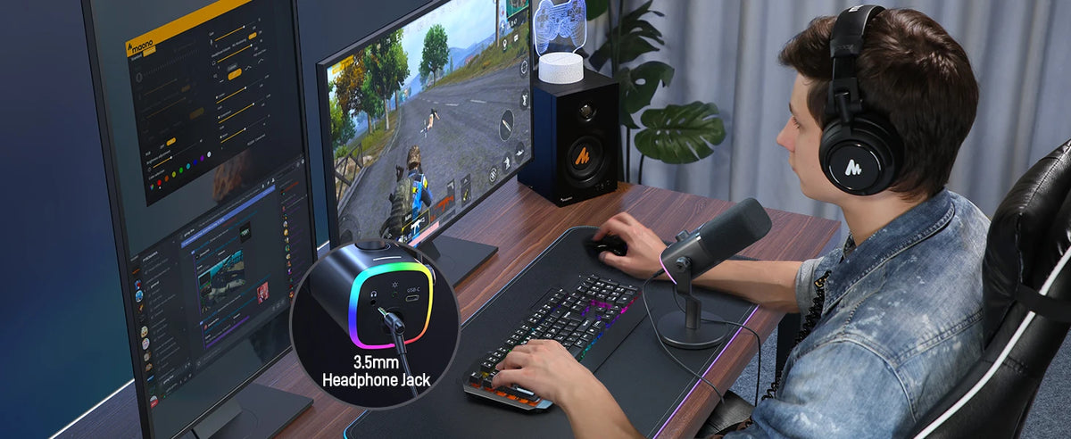 MAONO PD100X - Microphone Dynamique USB/XLR pour Streaming et Gaming