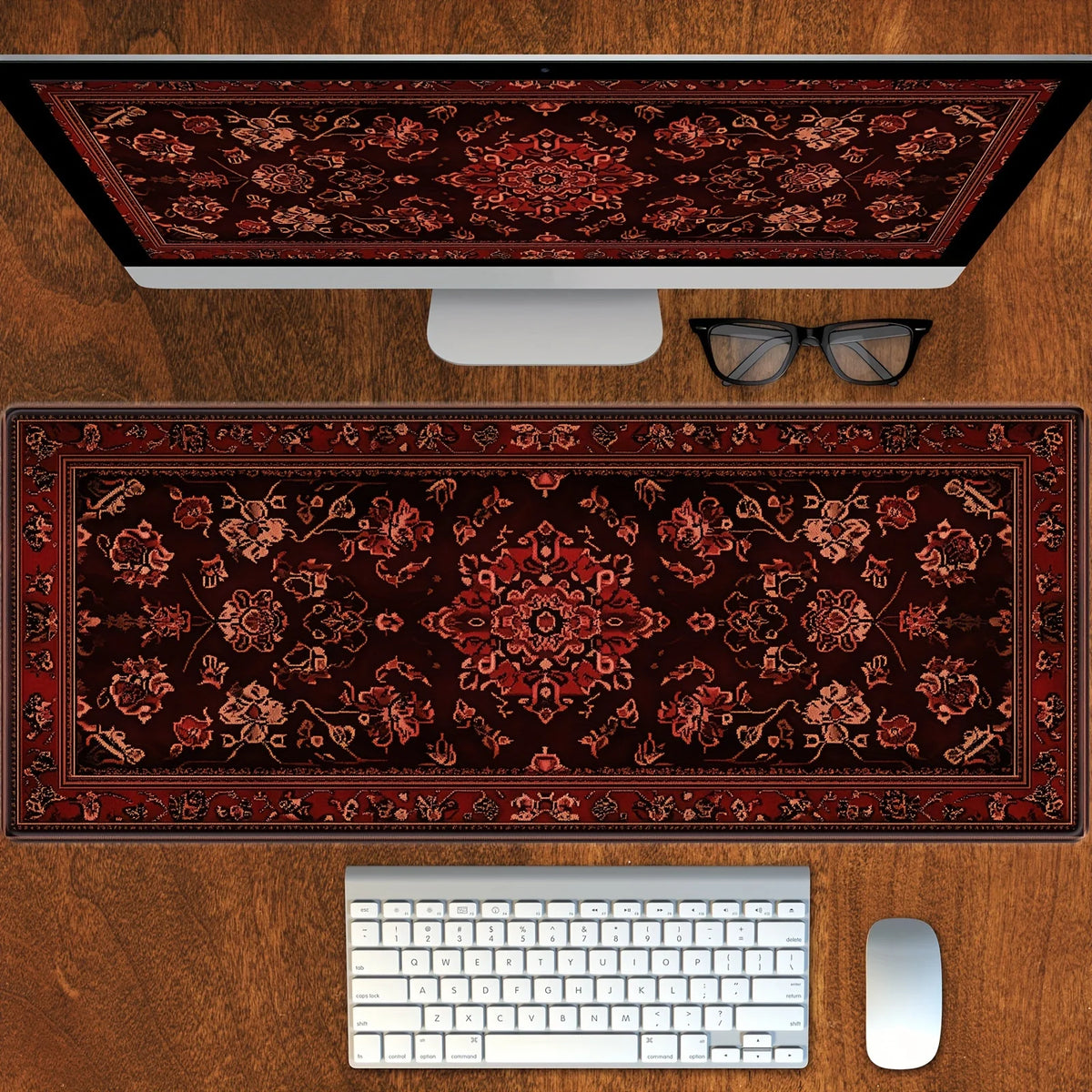 Tapis de Souris Gaming Vintage Motif Persan – Bords Cousus, Base Antidérapante, Multi-Tailles (Mairuige)