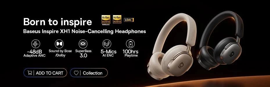Casque Gaming Sans Fil Baseus GH02 – Bluetooth 5.3, 2.4G, 40H Autonomie, RGB, Micro
