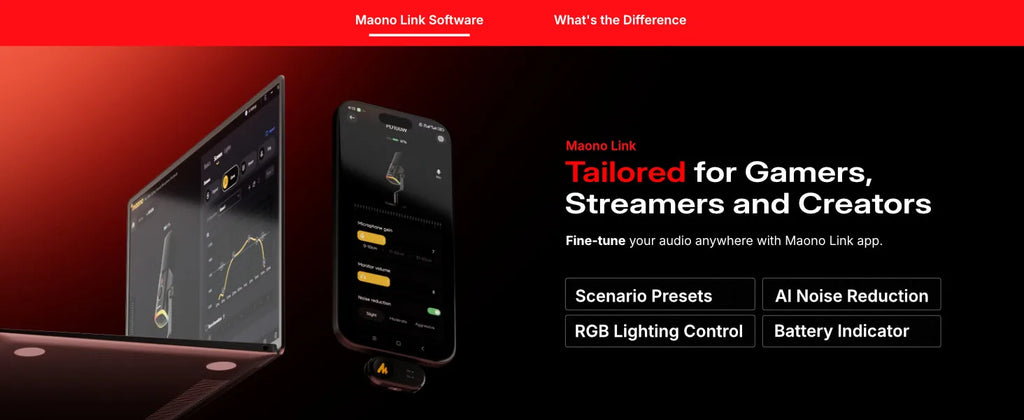 MAONO PD100W - Microphone Dynamique Sans Fil pour Streaming et Gaming
