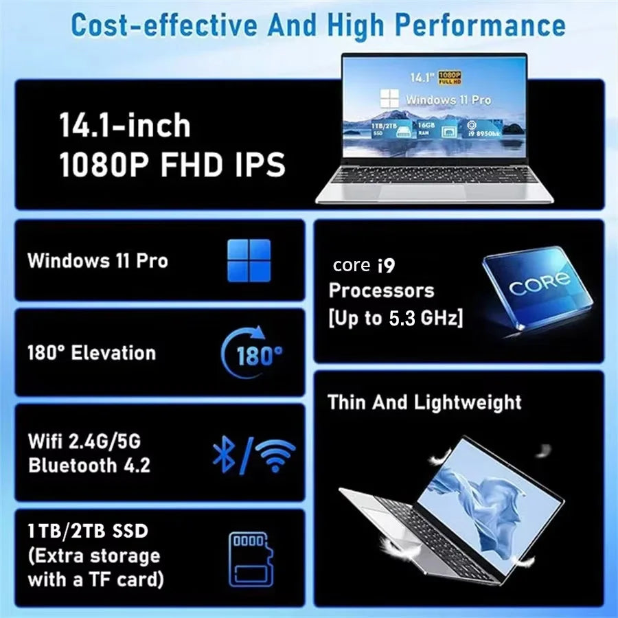 ACEKAMAS 14.1" PC Portable Gaming | Intel Core i9-10980HK | 16 Go RAM | Windows 11