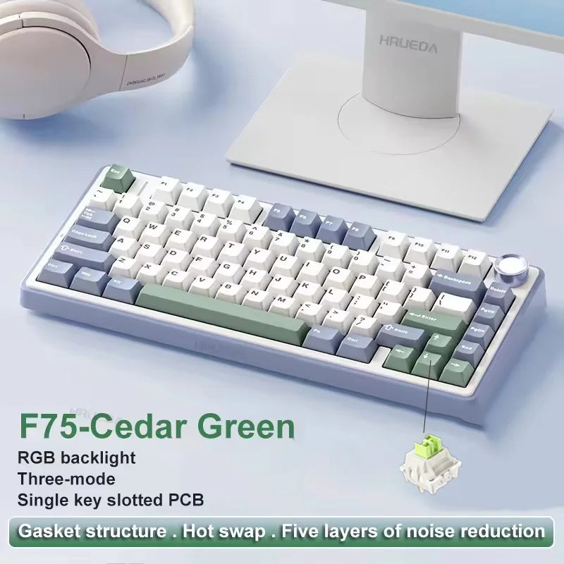 AULA F75 Clavier Mécanique Gaming 75% – Sans Fil 2.4G / Bluetooth / USB, RGB, Hot-Swap