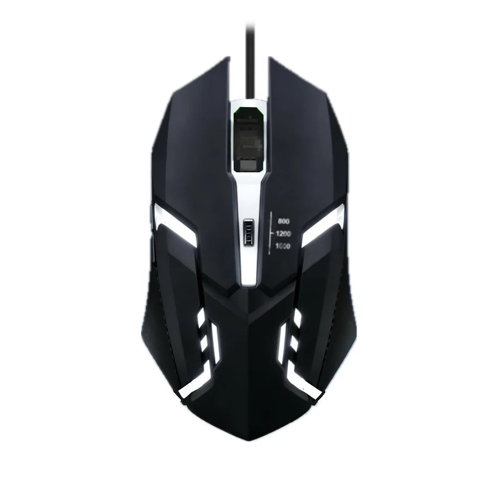 Souris de jeu LED, conception ergonomique, lumineuse, filaire, USB, 4 boutons, rétroéclairée, pour PC de bureau et ordinateurs portables