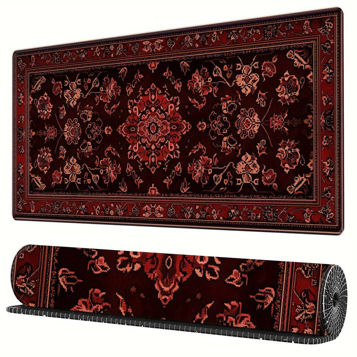 Tapis de Souris Gaming Vintage Motif Persan – Bords Cousus, Base Antidérapante, Multi-Tailles (Mairuige)