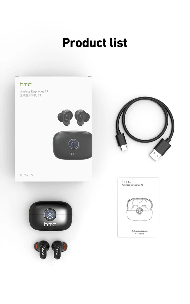 Écouteurs Bluetooth HTC NE79 avec réduction active du bruit