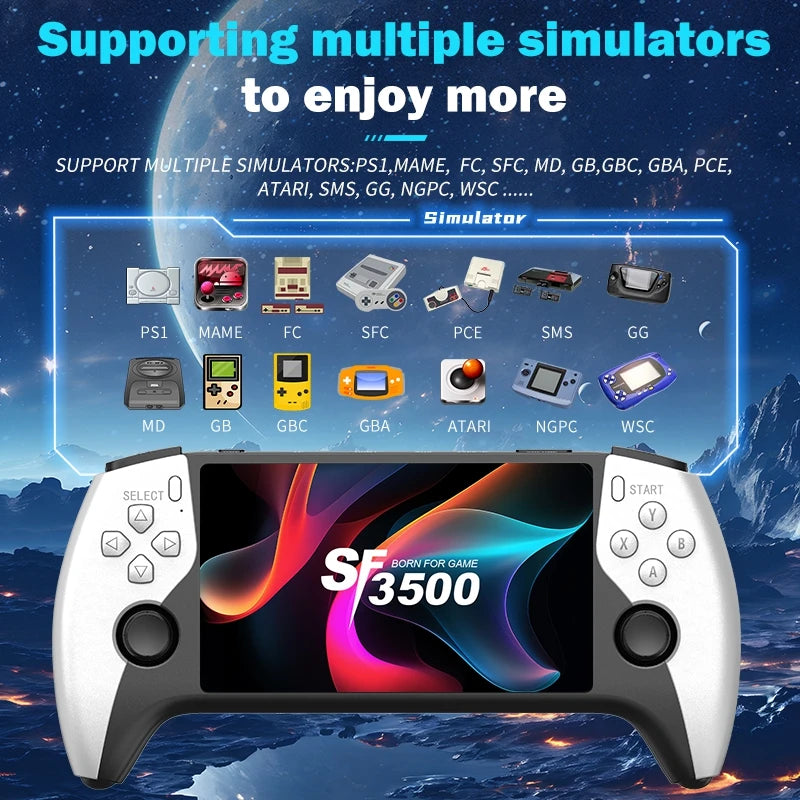 Console Rétro Portable SF3500 – Grand Écran IPS 5", Sortie HDMI, 20 000+ Jeux