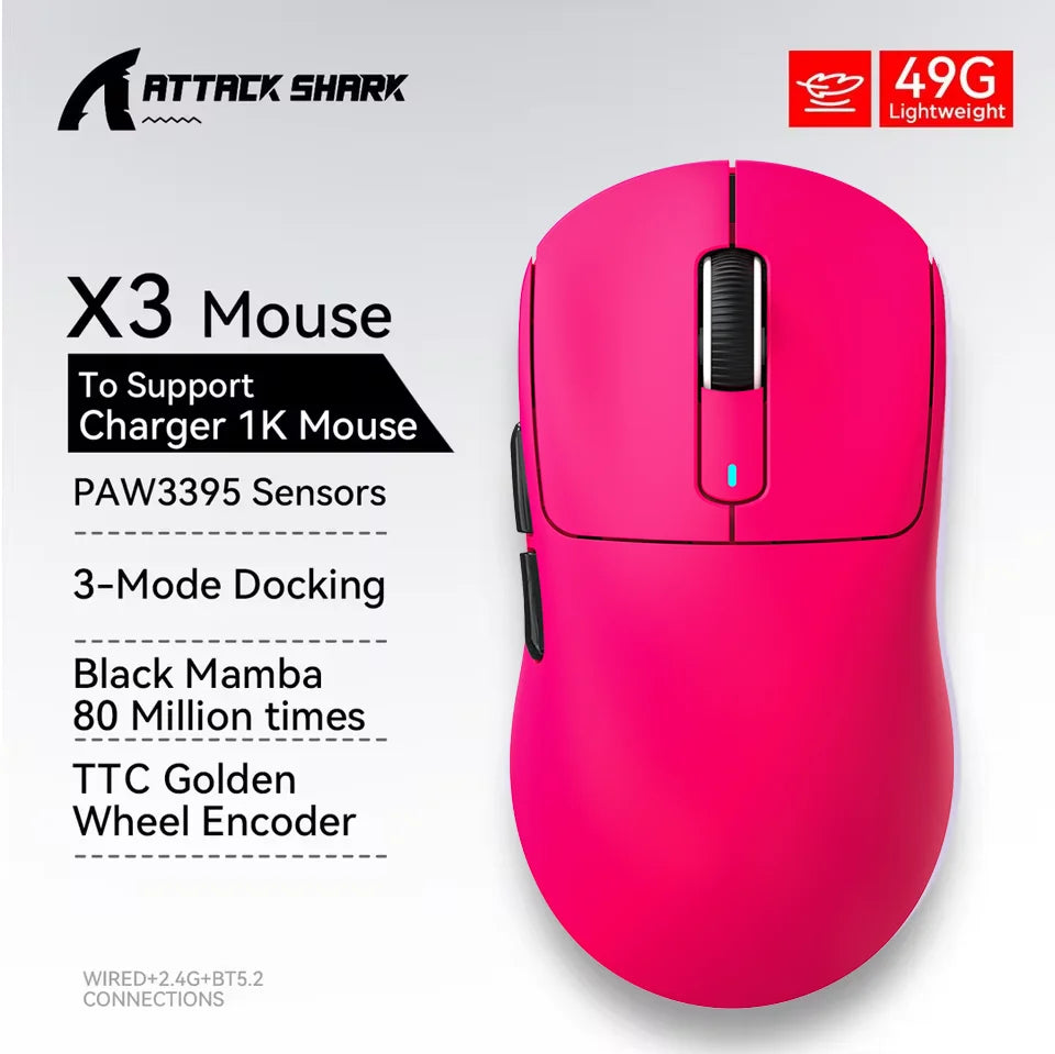 Attack Shark X3 / X3Pro – Souris Gaming Sans Fil PAW3395 26K DPI