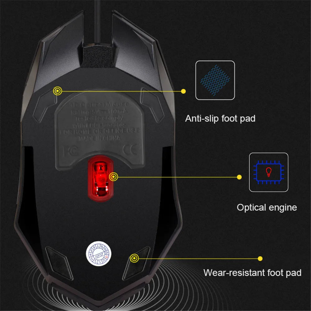 Souris Gaming LED USB Filaire 5000 DPI – Éclairage RGB 7 couleurs