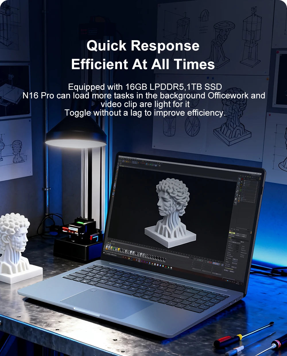 PC portable Ninkear N16 Pro - Intel Core Ultra 5, 16" 2.5K 120 Hz, 16 Go, 1 To SSD