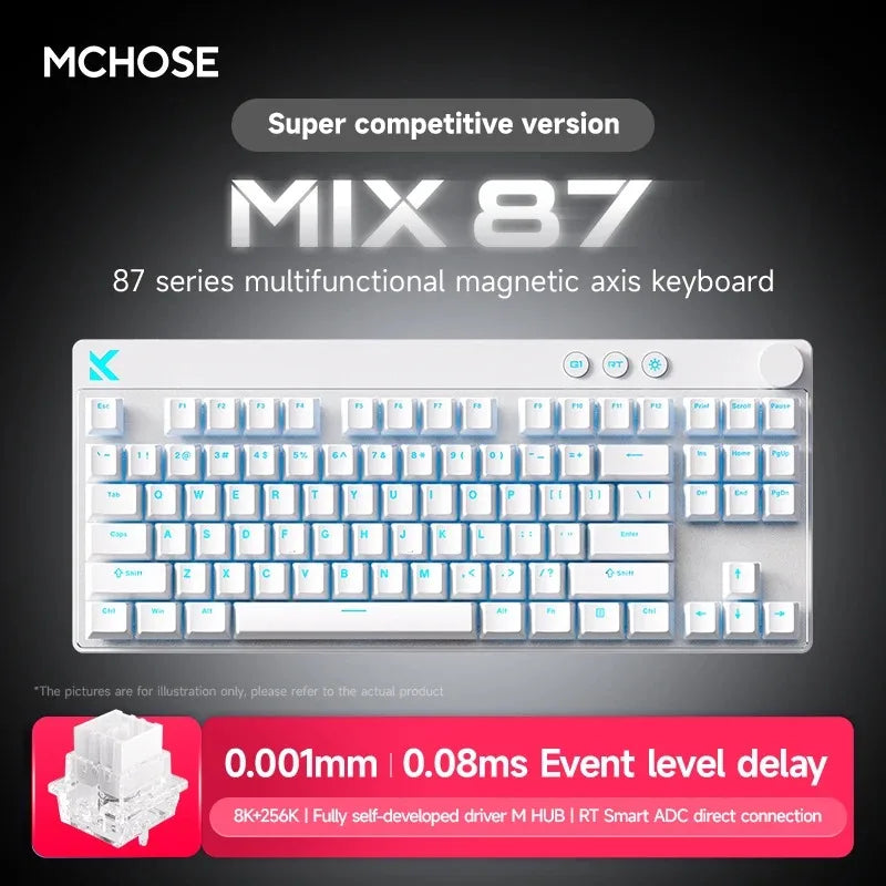 MCHOSE Mix87 Clavier Mécanique Gaming 75% – Interrupteur Magnétique, 8K Hz, 0.08ms, Hot-Swap, RGB