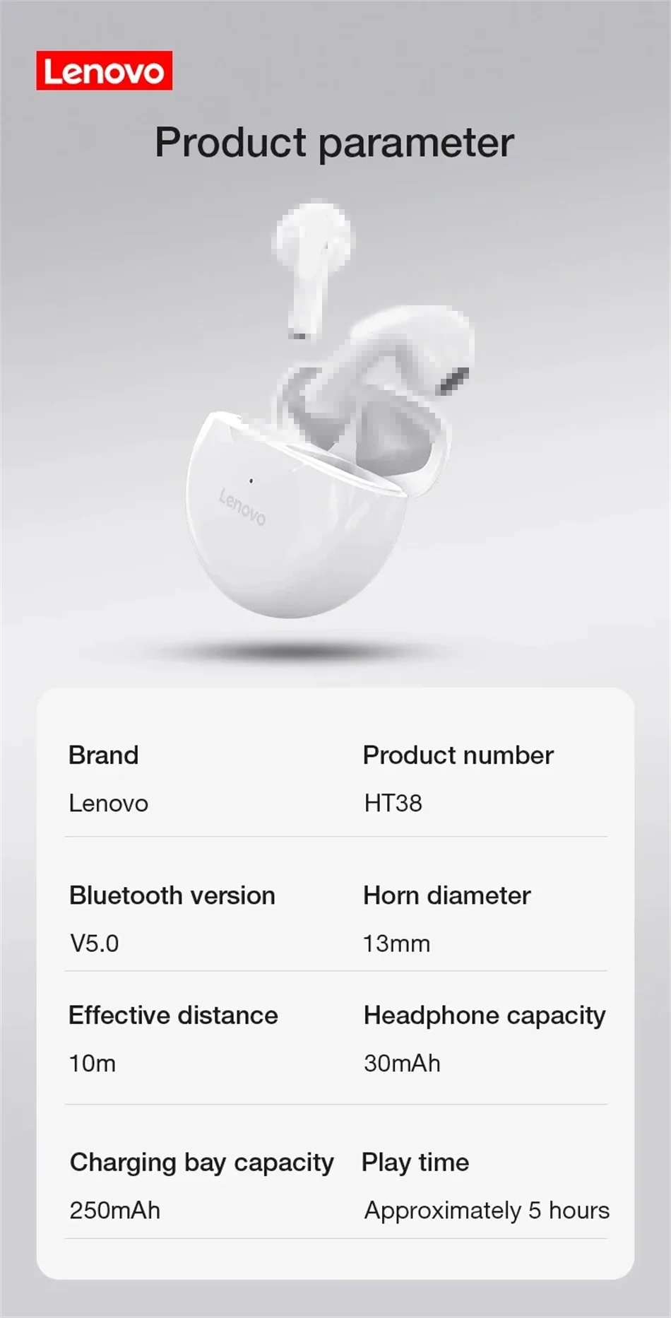 Écouteurs Bluetooth Lenovo HT38 TWS