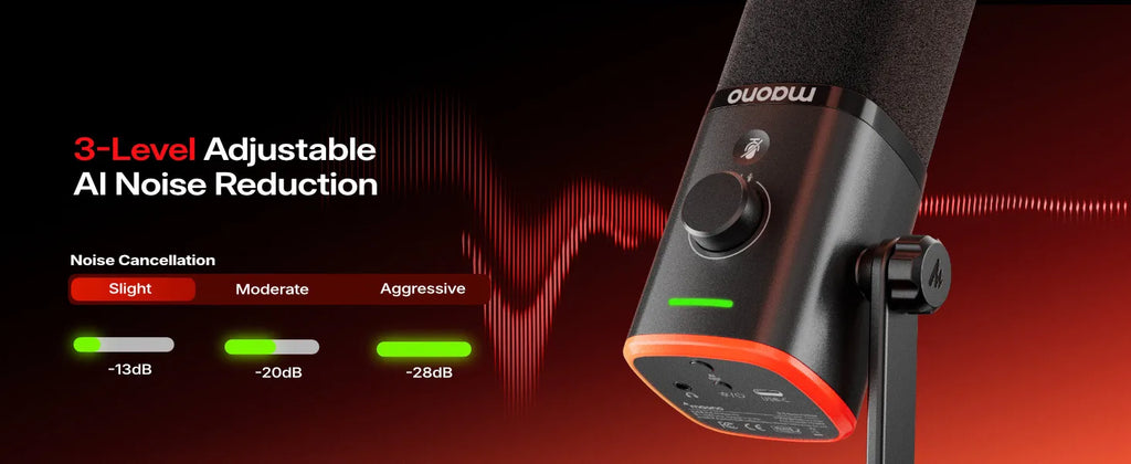 MAONO PD100W - Microphone Dynamique Sans Fil pour Streaming et Gaming