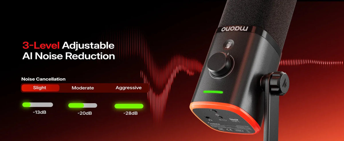 MAONO PD100W - Microphone Dynamique Sans Fil pour Streaming et Gaming