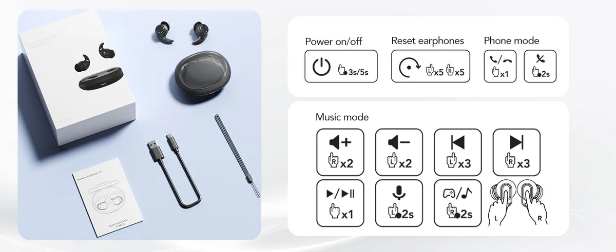 Écouteurs Bluetooth HTC avec traduction IA et boîtier tactile