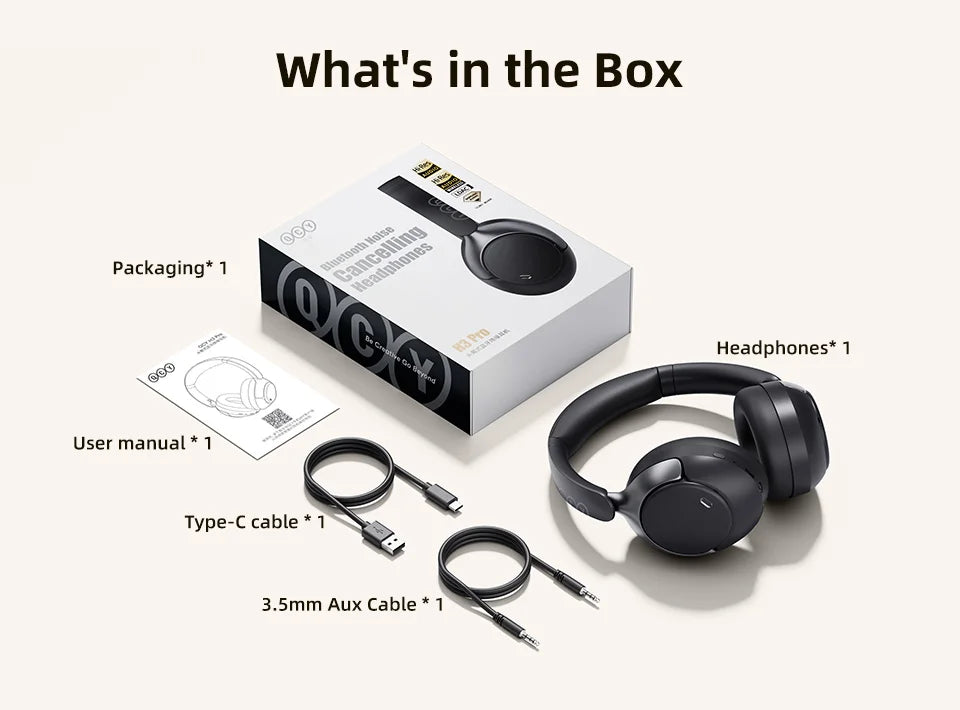 Casque Sans Fil QCY H3 Pro ANC – Réduction Bruit 50dB, LDAC Hi-Res, 55H, Bluetooth 5.4