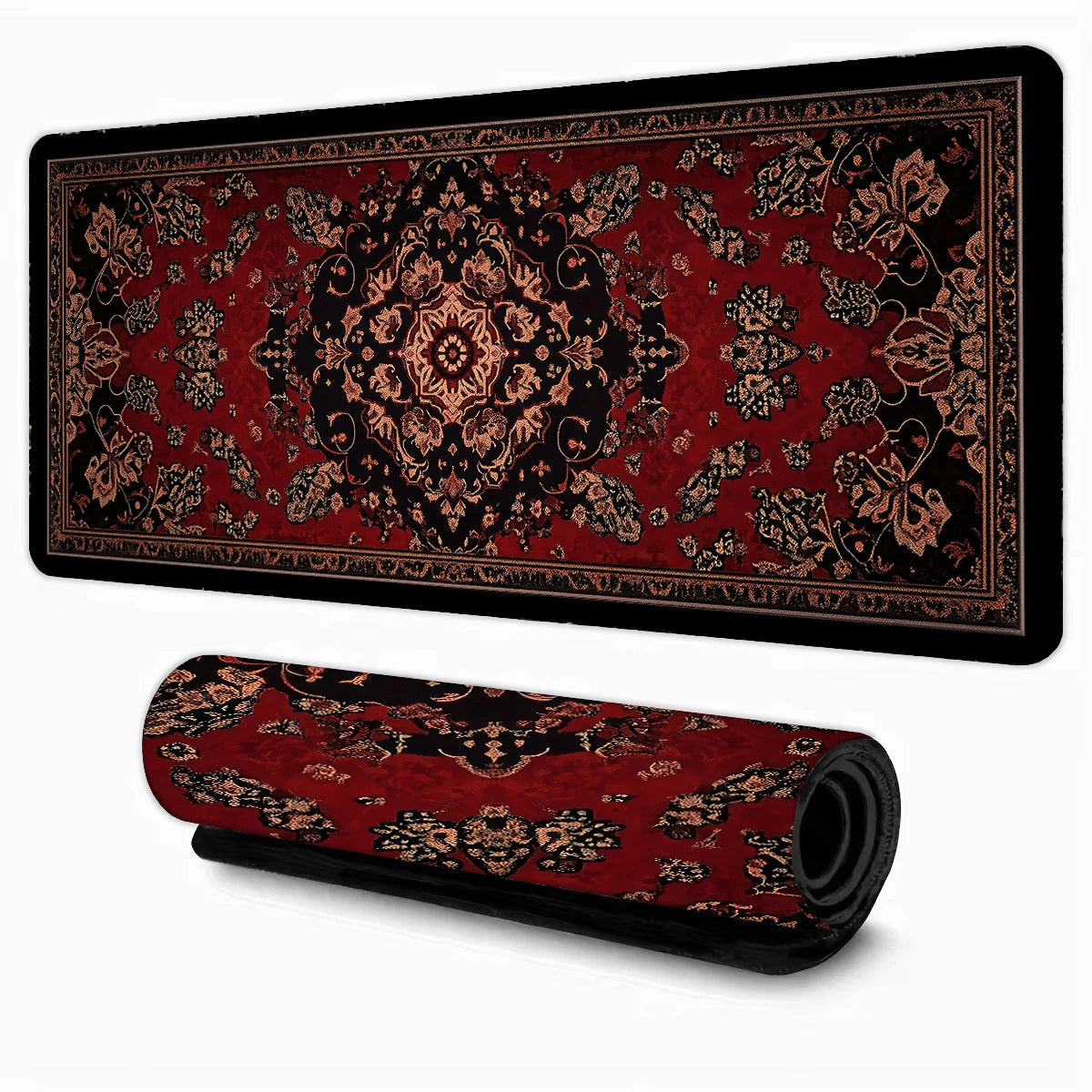 Tapis de Souris Gaming Vintage Motif Persan – Bords Cousus, Base Antidérapante, Multi-Tailles (Mairuige)