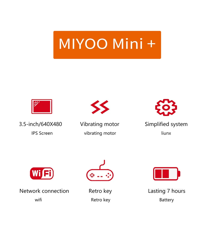 MIYOO Mini Plus – Console Rétro Portable, Écran IPS 3,5" HD, Wi-Fi, 3000 mAh
