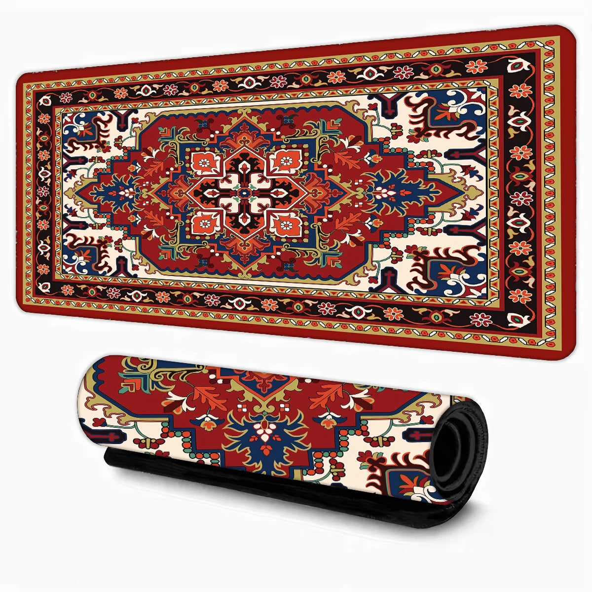 Tapis de Souris Gaming Vintage Motif Persan – Bords Cousus, Base Antidérapante, Multi-Tailles (Mairuige)
