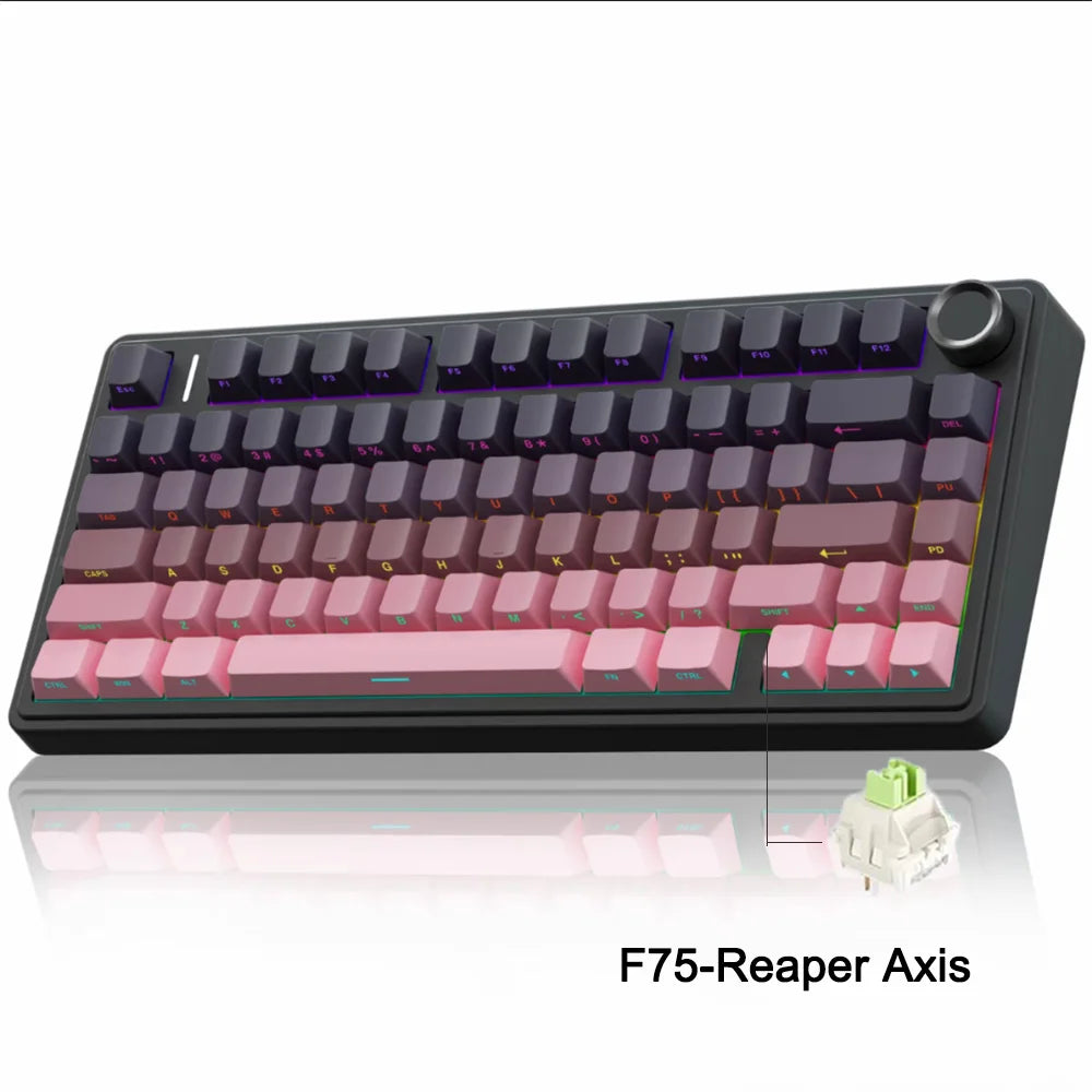 AULA F75 Clavier Mécanique Gaming 75% – Sans Fil 2.4G / Bluetooth / USB, RGB, Hot-Swap