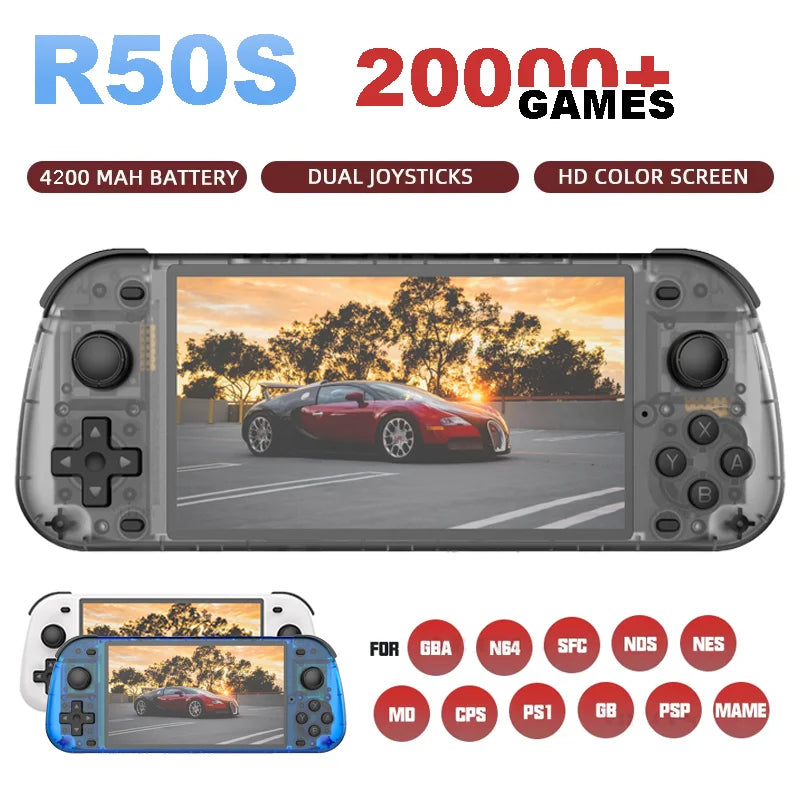 Console Rétro Portable R50S – Grand Écran IPS 5,1", Batterie 4200 mAh, 20 000+ Jeux