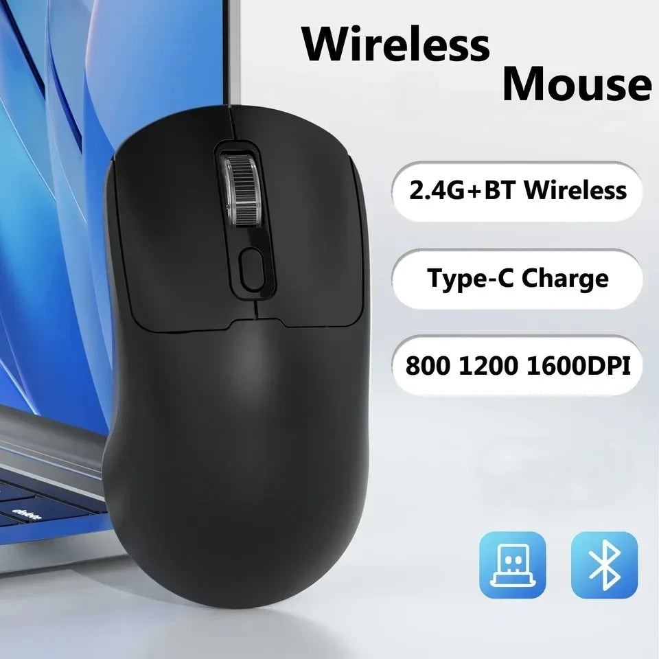 Souris Gaming Sans Fil 2.4G + Bluetooth 5.4 — DPI 800/1200/1600, Rechargeable USB-C