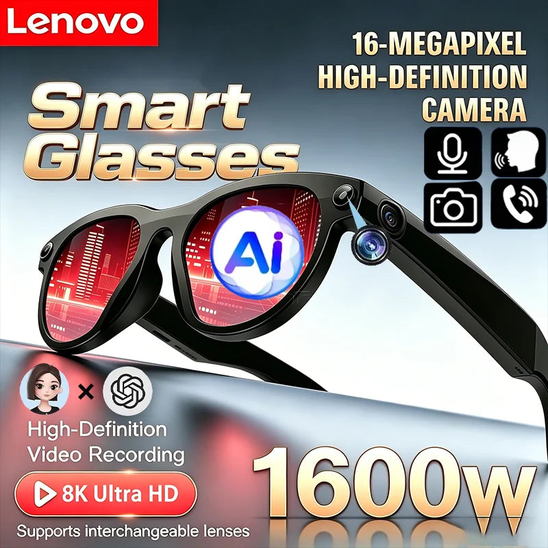 Lunettes intelligentes Lenovo F06 avec caméra et Bluetooth