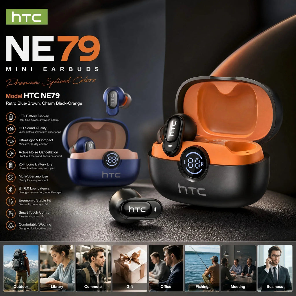 Écouteurs Bluetooth HTC avec traduction IA et boîtier tactile