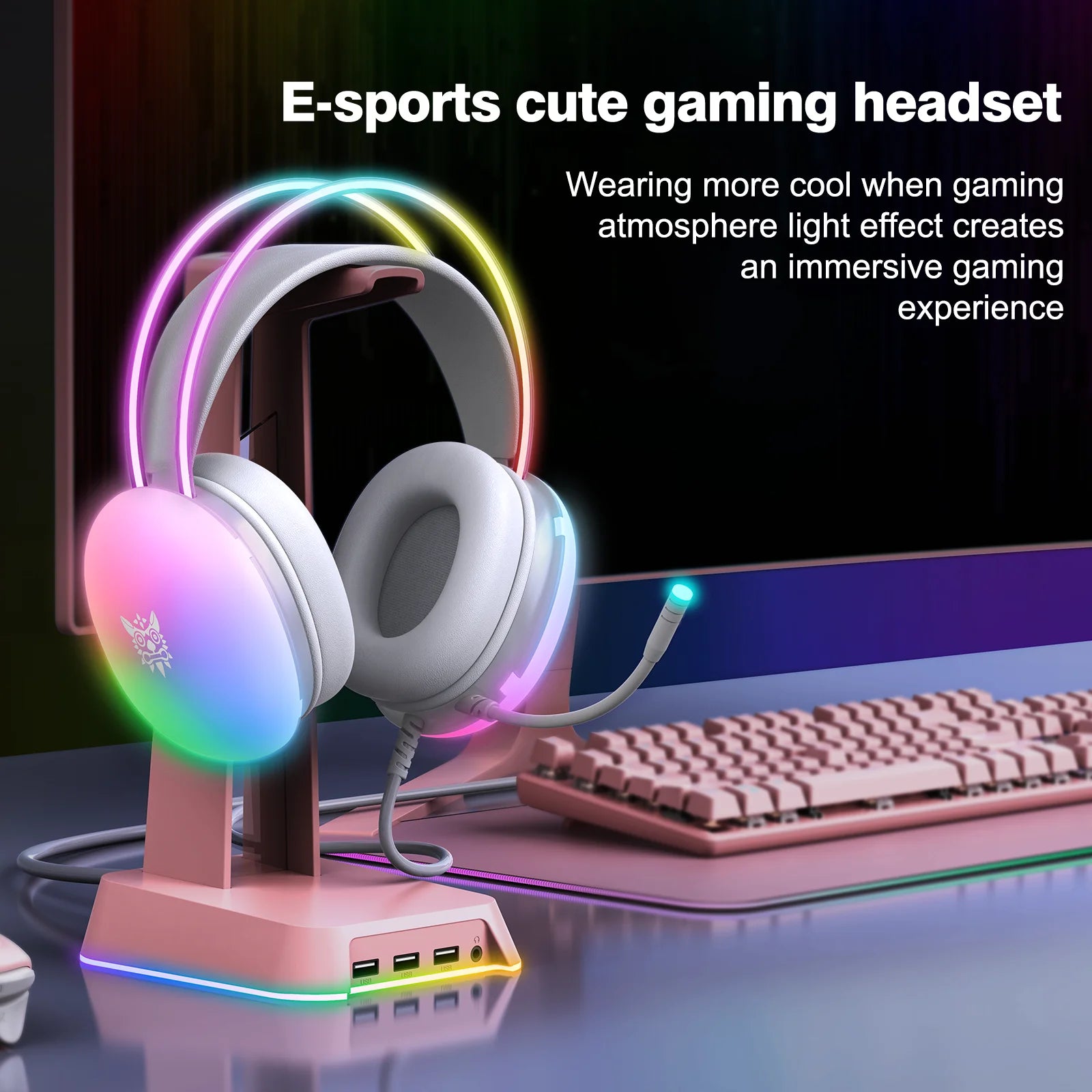 ONIKUMA Casque Gaming RGB + Souris Filaire – Pack Esports PC Gamer