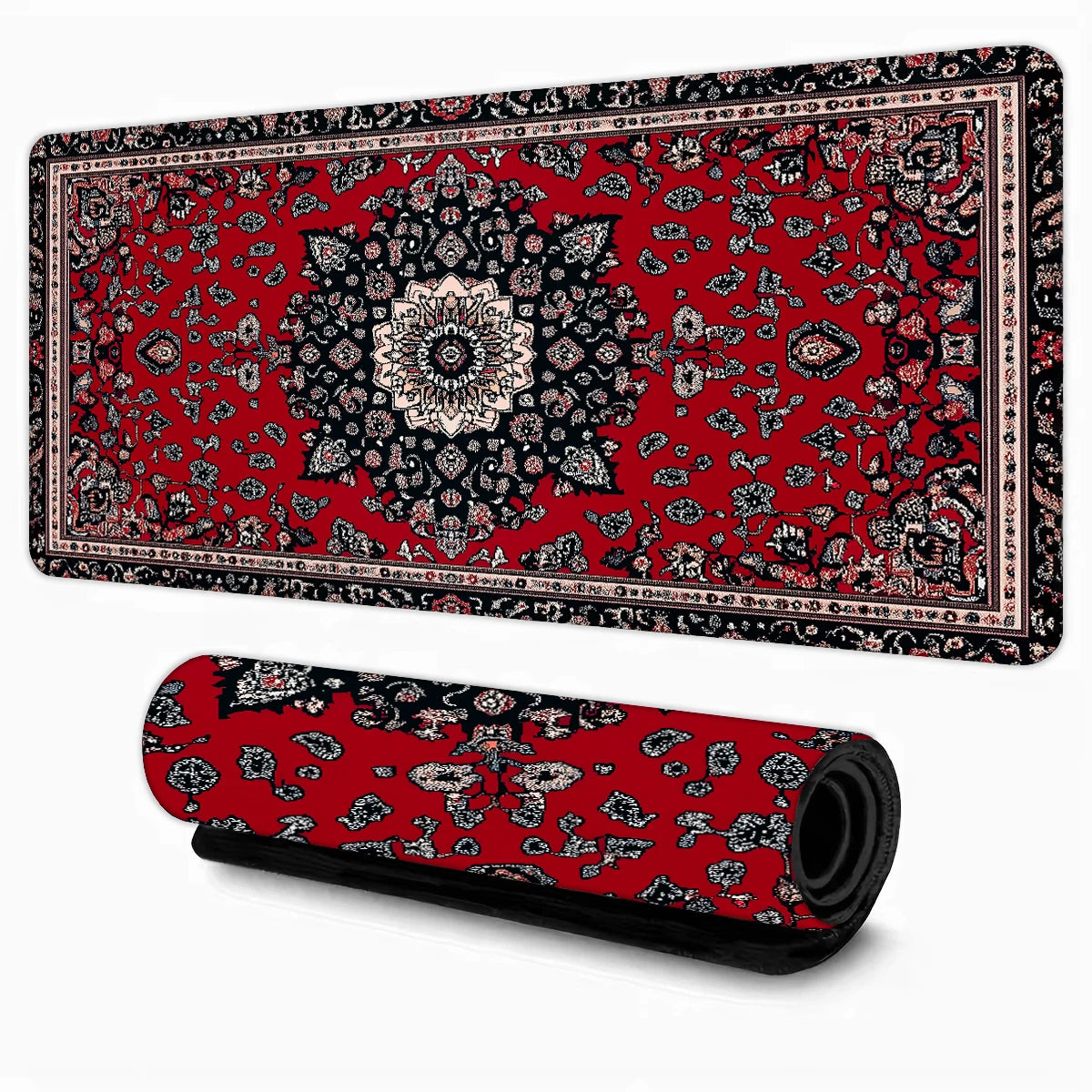 Tapis de Souris Gaming Vintage Motif Persan – Bords Cousus, Base Antidérapante, Multi-Tailles (Mairuige)