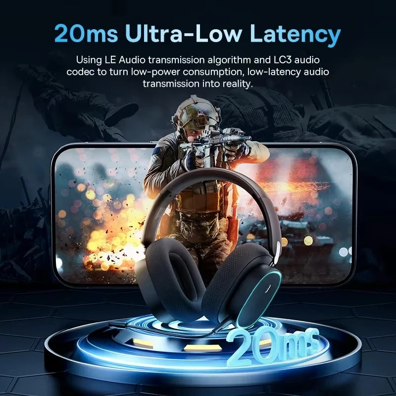 Casque Gaming Sans Fil Baseus GH02 – Bluetooth 5.3, 2.4G, 40H Autonomie, RGB, Micro