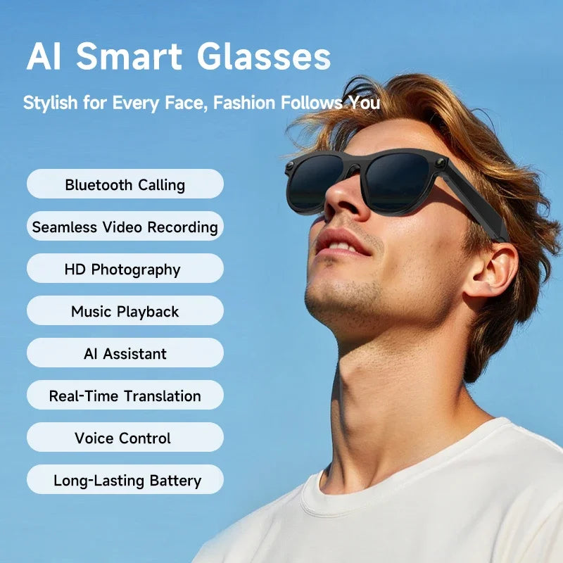 Lunettes intelligentes Lenovo F06 avec caméra et Bluetooth