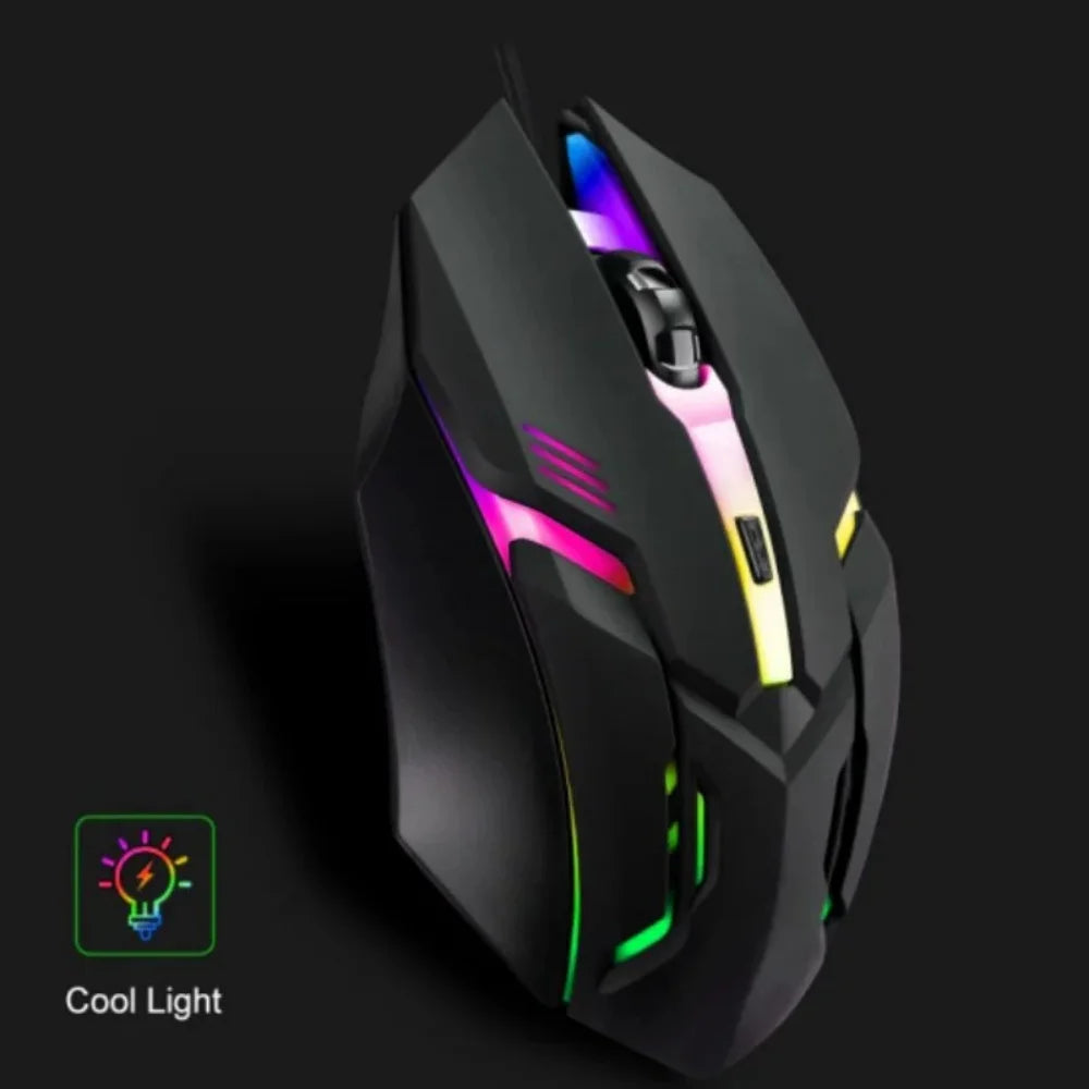 Souris de jeu LED, conception ergonomique, lumineuse, filaire, USB, 4 boutons, rétroéclairée, pour PC de bureau et ordinateurs portables