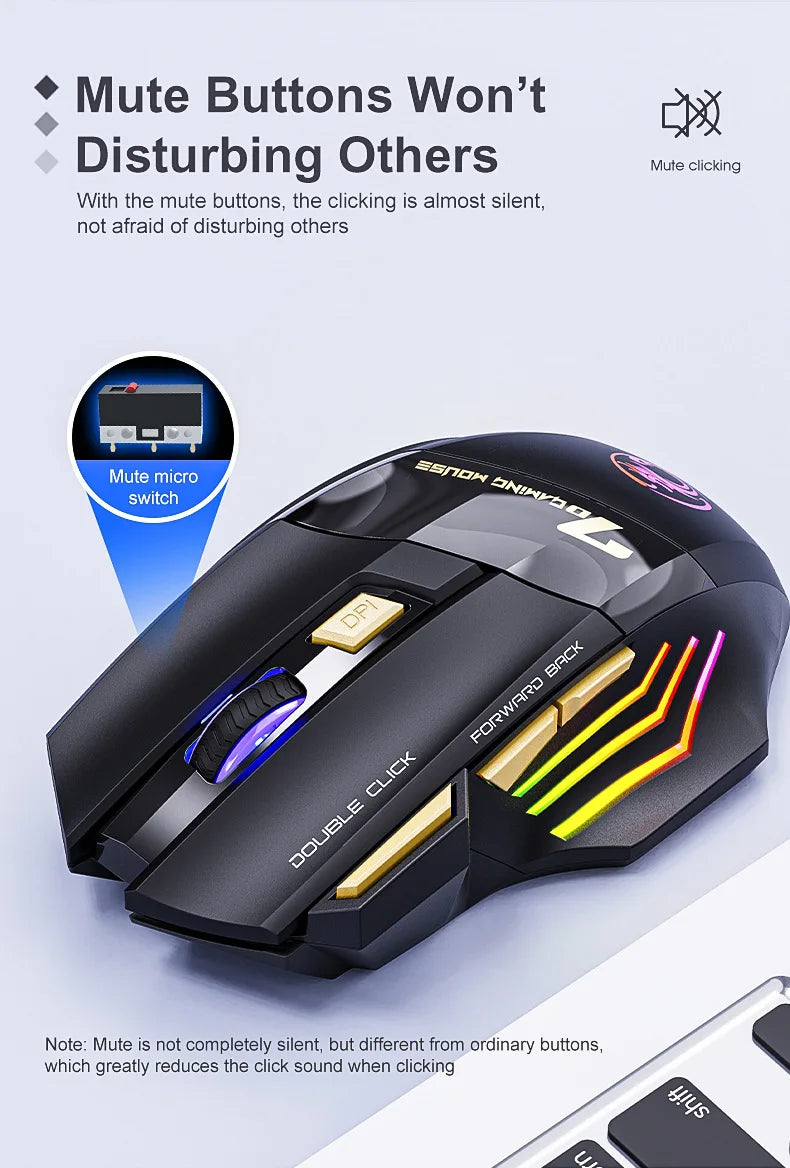 IMICE GW-X7 Souris Gaming Sans Fil 2.4GHz – 3200 DPI, 7 Boutons, LED RGB 7 Couleurs, Rechargeable