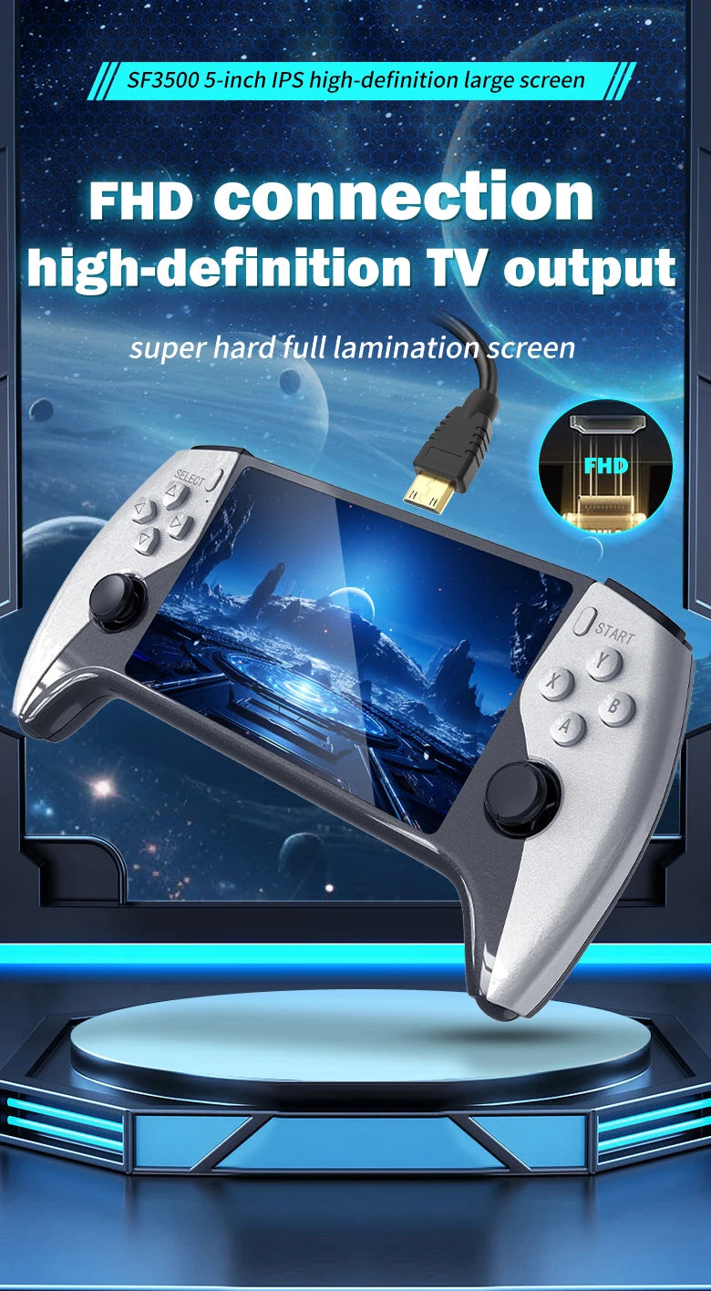 Console Rétro Portable SF3500 – Grand Écran IPS 5", Sortie HDMI, 20 000+ Jeux