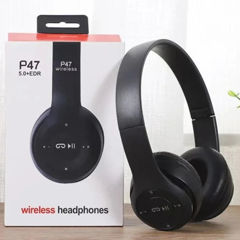 Casque Bluetooth Sans Fil Pliable P47 – Stéréo HiFi, Micro Intégré, Carte SD