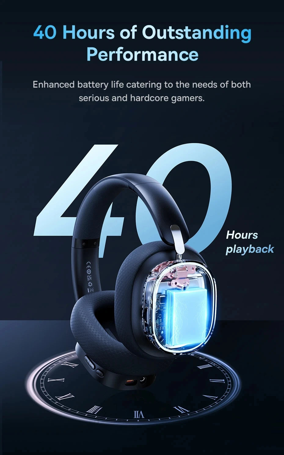 Casque Gaming Sans Fil Baseus GH02 – Bluetooth 5.3, 2.4G, 40H Autonomie, RGB, Micro