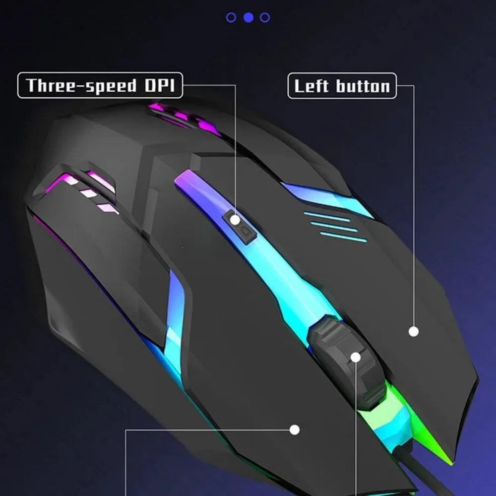 Souris de jeu LED, conception ergonomique, lumineuse, filaire, USB, 4 boutons, rétroéclairée, pour PC de bureau et ordinateurs portables