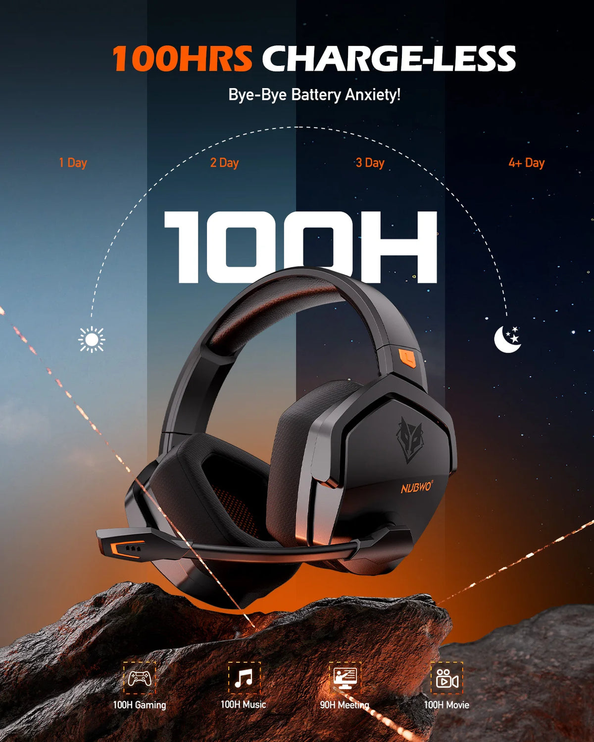 Casque gaming sans fil NUBWO G06 – 100 h
