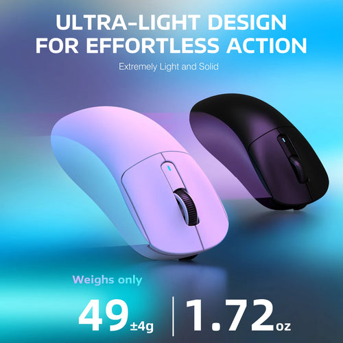 Attack Shark Bery – Souris Gaming Ergonomique Sans Fil | PAW3395 26K DPI | Triple Mode | Ultra-Légère 49g | 5 Couleurs