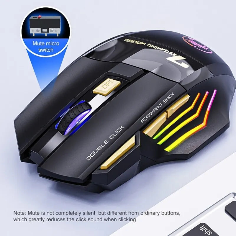IMICE GW-X7 Souris Gaming Sans Fil 2.4GHz – 3200 DPI, 7 Boutons, LED RGB 7 Couleurs, Rechargeable