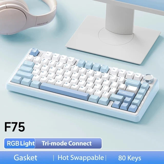 AULA F75 Clavier Mécanique Gaming 75% – Sans Fil 2.4G / Bluetooth / USB, RGB, Hot-Swap