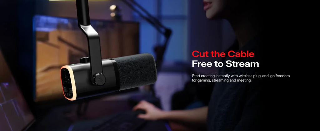 MAONO PD100W - Microphone Dynamique Sans Fil pour Streaming et Gaming