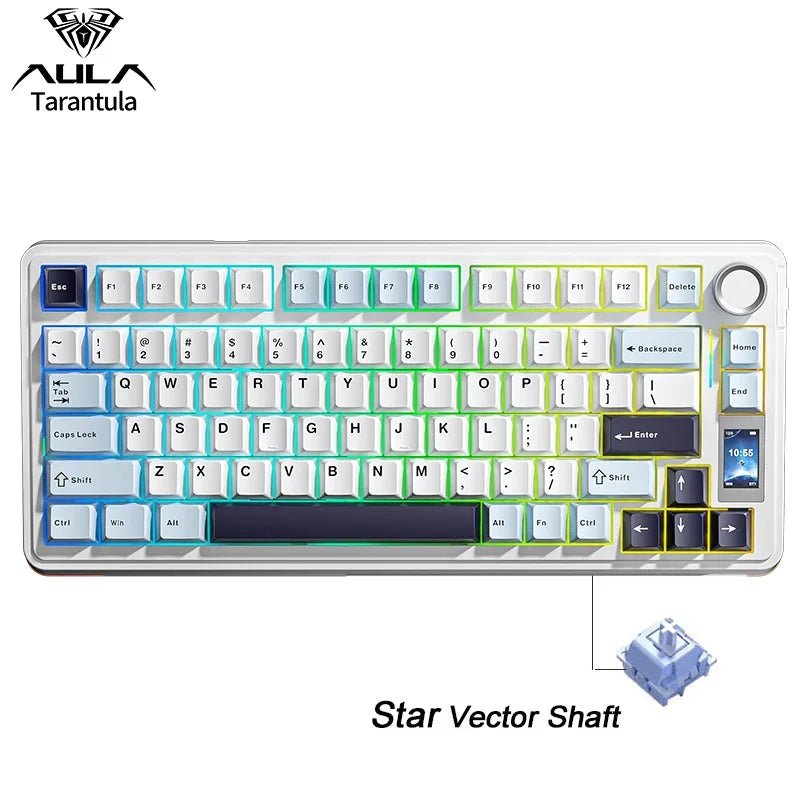 Clavier Gaming Mécanique AULA S75 Pro – 75%, Tri-Mode, Hot-Swap, RGB, Écran LCD, 4000 mAh