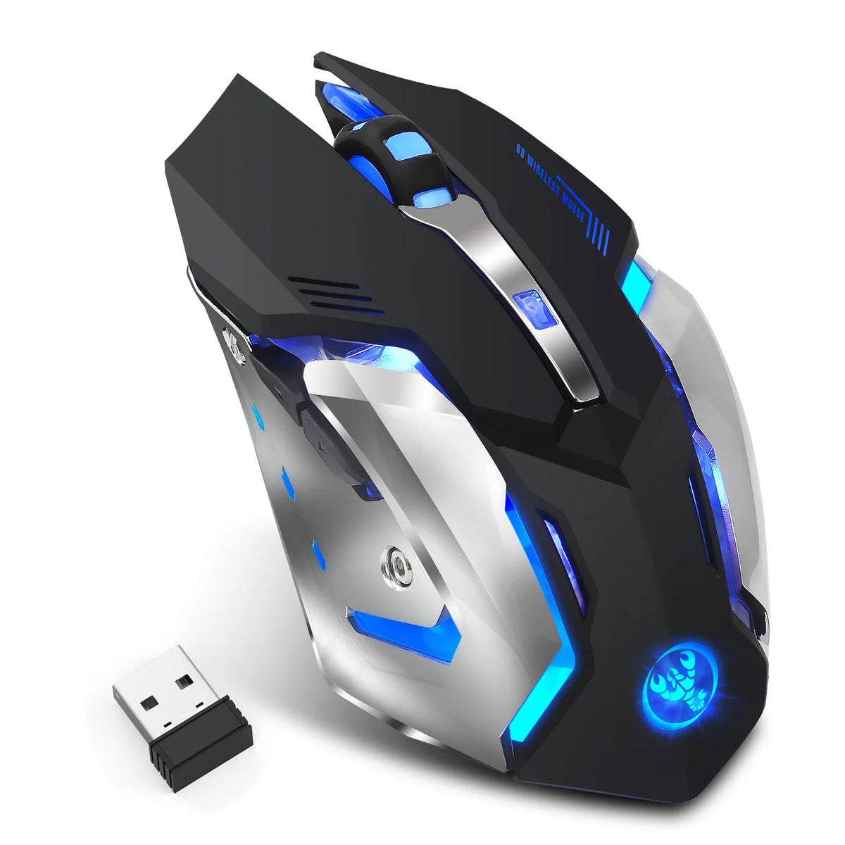 HXSJ M10 – Souris Gaming Sans Fil 2400 DPI, Rétroéclairage 7 Couleurs, Ergonomique