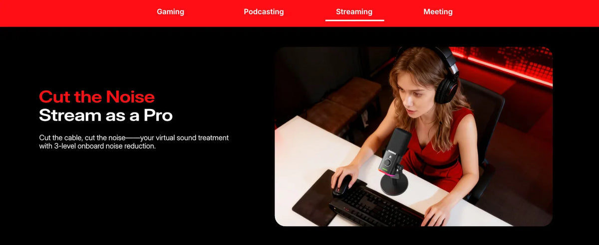 MAONO PD100W - Microphone Dynamique Sans Fil pour Streaming et Gaming