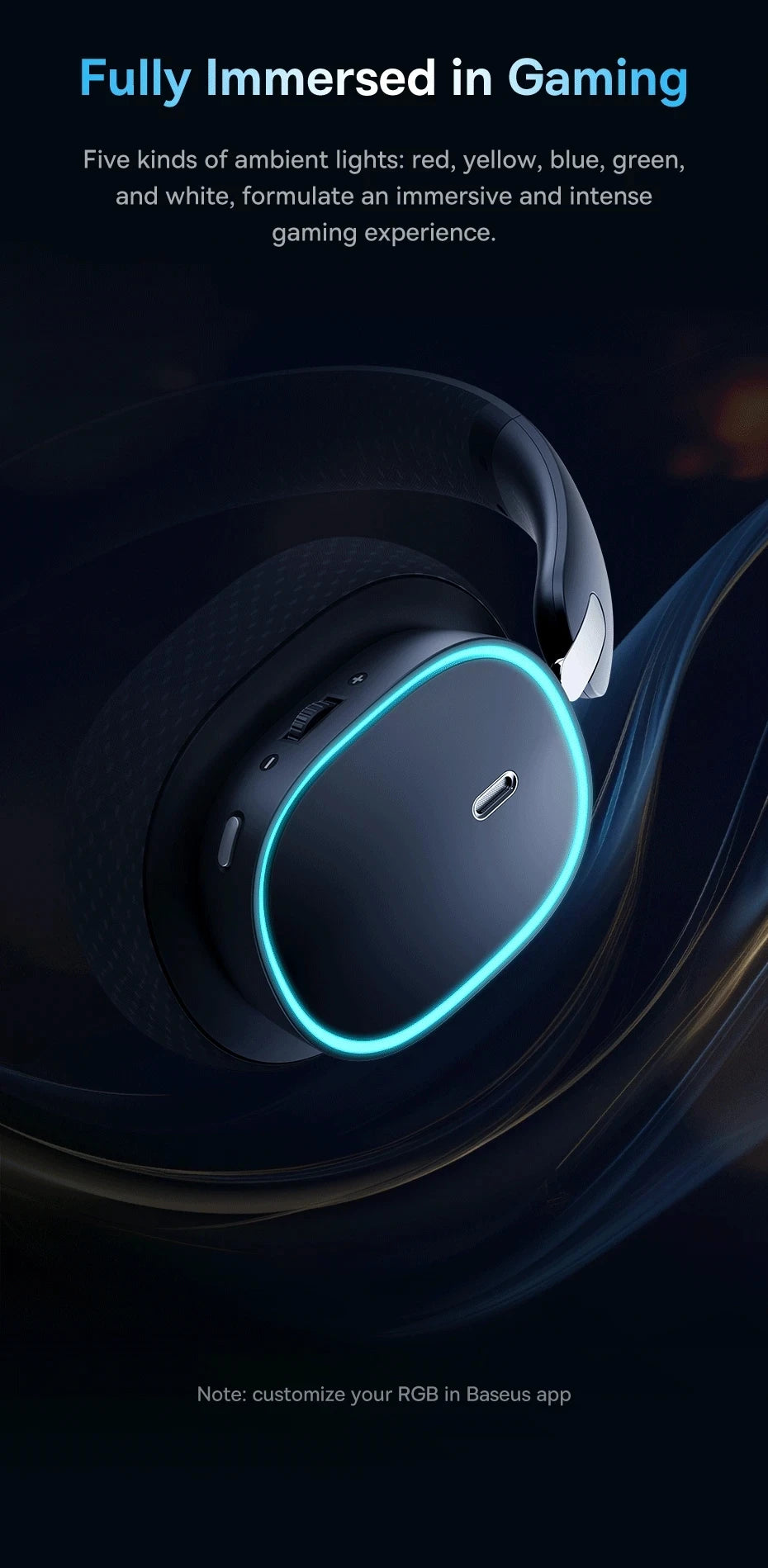Casque Gaming Sans Fil Baseus GH02 – Bluetooth 5.3, 2.4G, 40H Autonomie, RGB, Micro