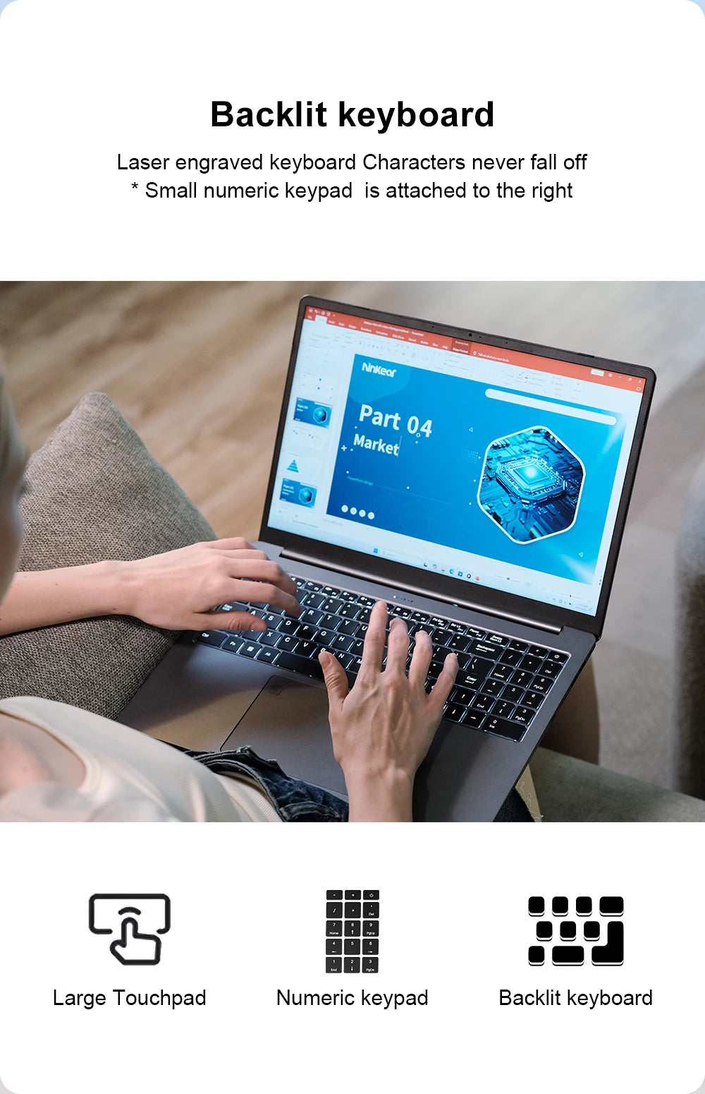 PC portable Ninkear N16 Pro - Intel Core Ultra 5, 16" 2.5K 120 Hz, 16 Go, 1 To SSD