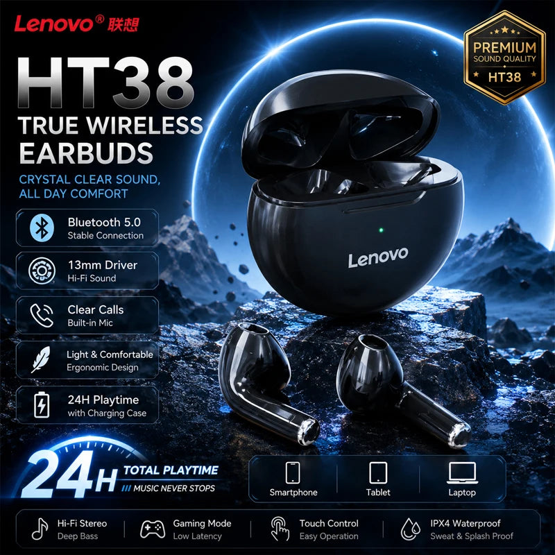 Écouteurs Bluetooth Lenovo HT38 TWS